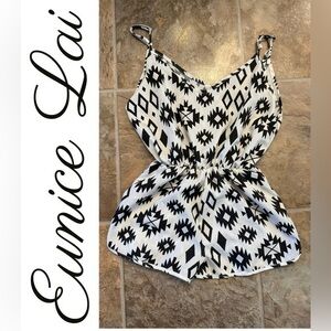 Eunice Lai Black and White Geometric Romper -Girls M-